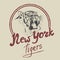New york tiger retro label