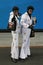 Only in New York. Unidentified street performers dressed as Elvis Presley at Times Square in Midtown Manhattan