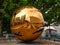 New York - United States, `Sphere within sphere` Exterior sculpture in the The headquarters building of the United Nations in New