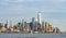 New york,usa, 08-25-17: new york city skyline  at night with reflection in hudson river