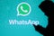 NEW YORK, USA, 25. MAY 2020: WhatsApp cross-platform messaging and Voice over service Young boy chat on mobile phone. Company logo