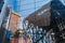 NEW YORK, USA - JUN 22, 2017: Close up deatil of building exterior with reflection, Midtown Manhattan, New York City, United State