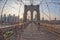 NEW YORK - USA - JUNE, 12 2015 people crossing manhattan bridge