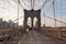 NEW YORK - USA - JUNE, 12 2015 people crossing manhattan bridge