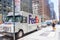 NEW YORK, USA - MAY 15, 2019: FedEx Express truck in midtown Manhattan. FedEx is one of leading package delivery