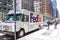 NEW YORK, USA - MAY 15, 2019: FedEx Express truck in midtown Manhattan. FedEx is one of leading package delivery