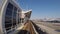 NEW YORK, USA - MAY, 18, 2021: Airtrain in JFK airport riding fast timelapse.