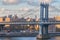 New York, USA, May 22, 2014: The Manhattan Bridge, New York City panorama. Awesome view