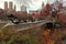 New York, USA, November 26, 2016: The view of Bow Bridge in late autumn day in Central Park New York