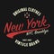 New York vintage brand graphic for t-shirt. Original clothes design with grunge. Authentic apparel typography. Vector.