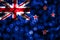 New Zealand abstract blurry bokeh flag. Christmas, New Year and National day concept flag