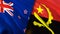 New Zealand and Angola flags. 3D Waving flag design. New Zealand Angola flag, picture, wallpaper. New Zealand vs Angola image,3D