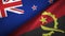 New Zealand and Angola two flags textile cloth, fabric texture