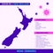 New Zealand - Australian Continent Countries. Covid-29, Corona Virus Map Infographic Template EPS 10