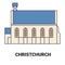 New Zealand, Christchurch travel landmark vector illustration