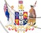 New Zealand Coat of Arms 1911-1956. 3D Illustration