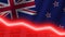 New Zealand economic downturn red negative neon line light. Business and financial money market crisis concept, 3D Illustration