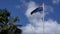 New zealand flag flying in blue sky