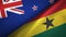 New Zealand and Ghana two flags textile cloth, fabric texture