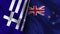New Zealand and Greece Realistic Flag â€“ Fabric Texture Illustration