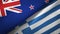 New Zealand and Greece two flags textile cloth, fabric texture