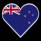 New  Zealand Heart Flag, Fabric Pattern Texture, Black Background, 3D Illustrations