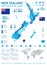 New Zealand - infographic map and flag - illustration