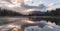 New Zealand lake view refection with morning sunrise sky