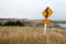 New Zealand Landscape with Keep Left Sign