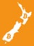 New Zealand map with bitcoin crypto currency symbol illustration