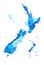 New Zealand map. Cities, regions. Vector