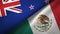 New Zealand and Mexico two flags textile cloth, fabric texture