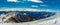 New Zealand mountain panorama and ski slopes as seen from Coronet Peak ski resort, Queenstown