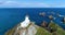 New Zealand nature landscape aerial drone footage of Nugget Point Lighthouse