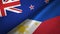 New Zealand and Philippines two flags textile cloth, fabric texture