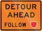 New Zealand road sign - Detour ahead, follow state highway shield