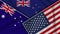 New Zealand United States of America Australia Flags Together Fabric Texture Illustration