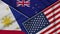 New Zealand United States of America Philippines Flags Together Fabric Texture Illustration