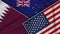 New Zealand United States of America Qatar Flags Together Fabric Texture Illustration