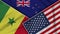 New Zealand United States of America Senegal Flags Together Fabric Texture Illustration