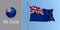 New Zealand waving flag on flagpole and round icon vector illustration