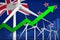 New Zealand wind energy power rising chart, arrow up - environmental natural energy industrial illustration. 3D Illustration