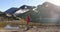 New Zealand Woman Hiking Summit Crater Emerald Lakes Tongariro Alpine Crossing