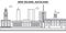 New Zeland, Auckland architecture line skyline illustration. Linear vector cityscape with famous landmarks, city sights