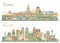 Newark and Trenton New Jersey City Skyline Set with Color Buildings