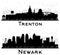 Newark and Trenton New Jersey City Skyline Silhouette Set