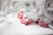 Newborn baby boy covered in vertix in incubator