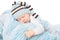 Newborn Baby Boy Sleep in Blue Hat, Sleeping New Born Child