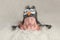 Newborn Baby Boy Wearing an Owl Hat