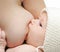 Newborn baby breast feeding